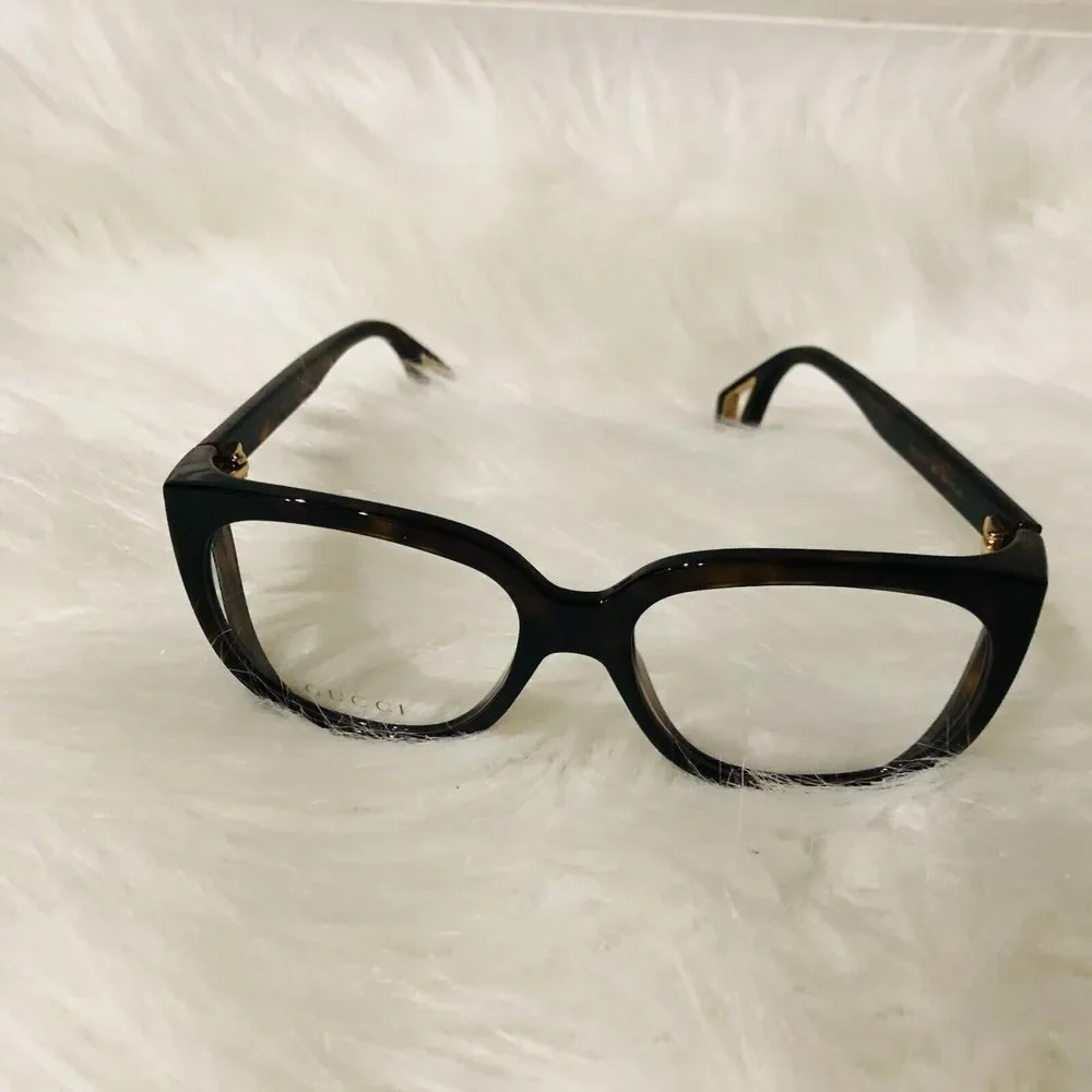 Gucci‎ Fashion Rectangle Optical Glasses Brown Black One Size